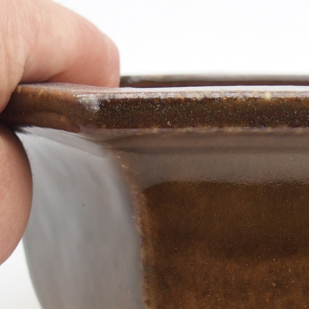 Ceramiczna miska bonsai 18 x 16 x 9 cm, kolor brązowo-zielony