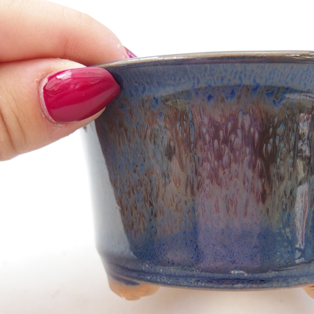 Ceramiczna miska bonsai 9 x 9 x 5 cm, kolor niebieski