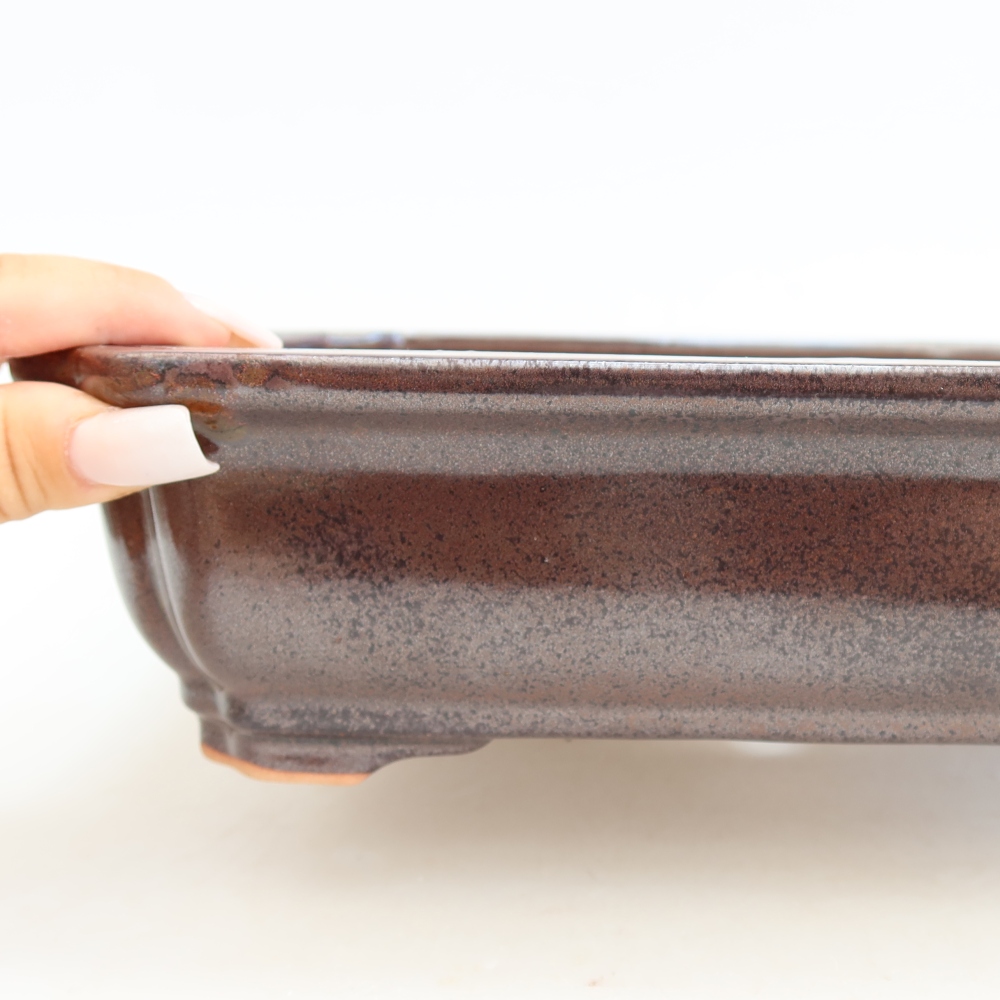 Ceramiczna miska do bonsai 27,5 x 21,5 x 7 cm, kolor bordowy