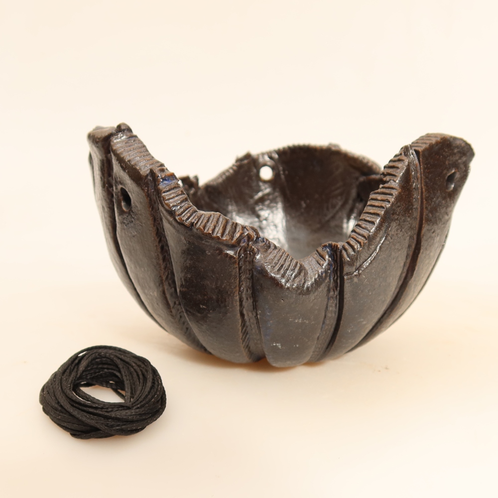 Ceramiczna skorupa do kokedamy 13,5 x 12 x 8 cm, kolor niebieski