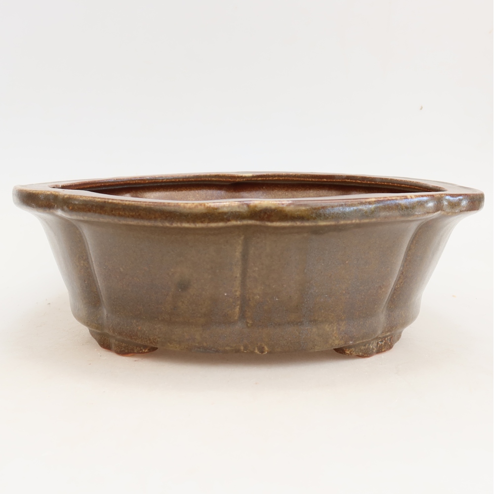 Ceramiczna miska na bonsai 26 x 26 x 8 cm, brązowa