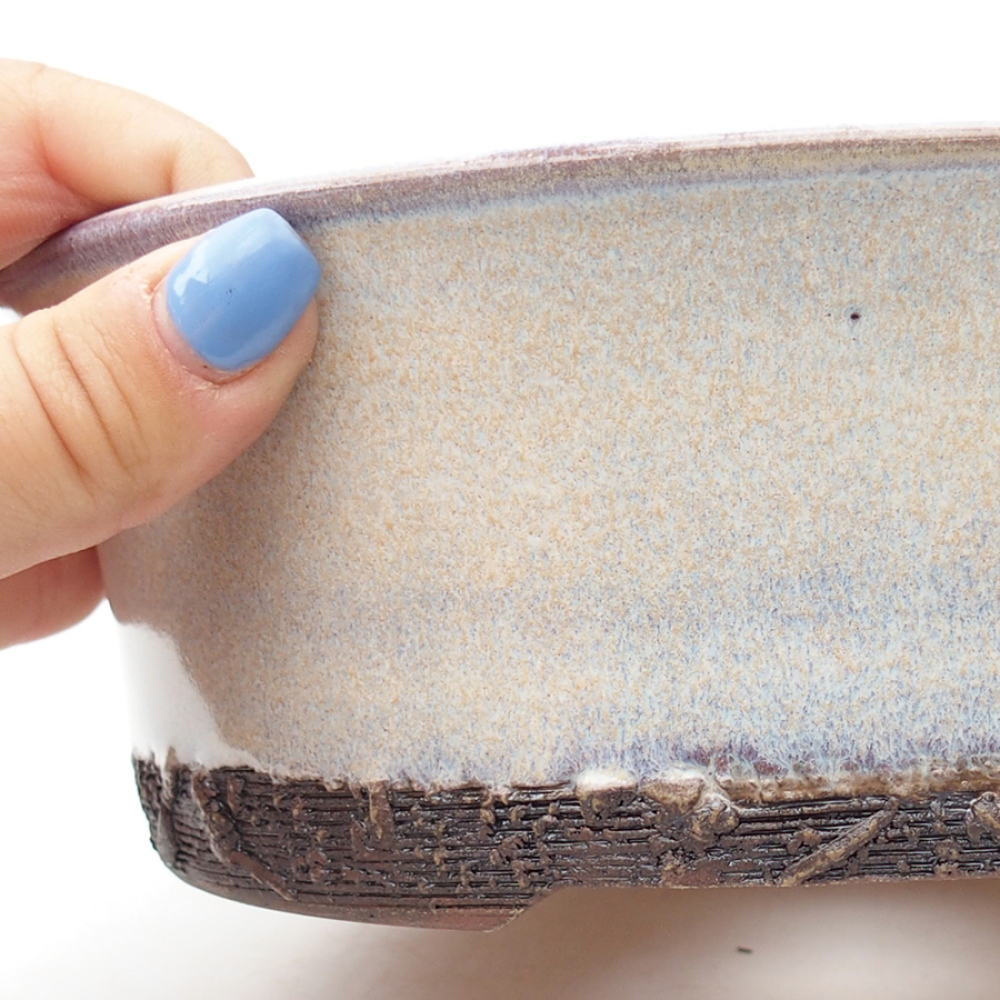 Ceramiczna miska bonsai 19,5 x 19,5 x 6,5 cm, kolor niebieski
