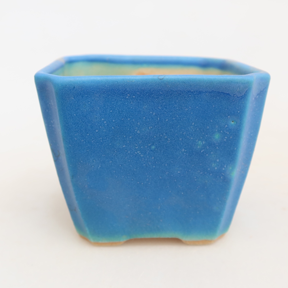 Ceramiczna miseczka do bonsai 7 x 7 x 5,5 cm, kolor niebieski