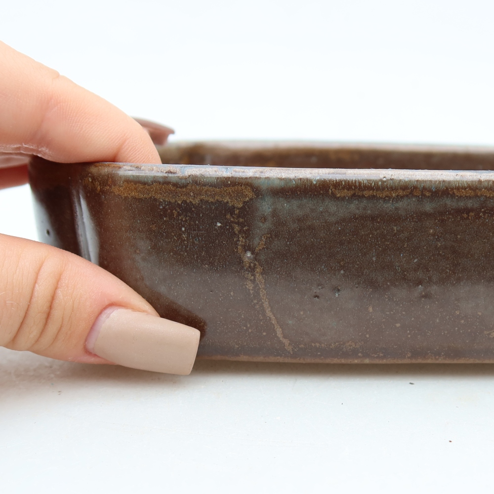 Ceramiczna miseczka do bonsai 16 x 11,5 x 4 cm, kolor brązowy