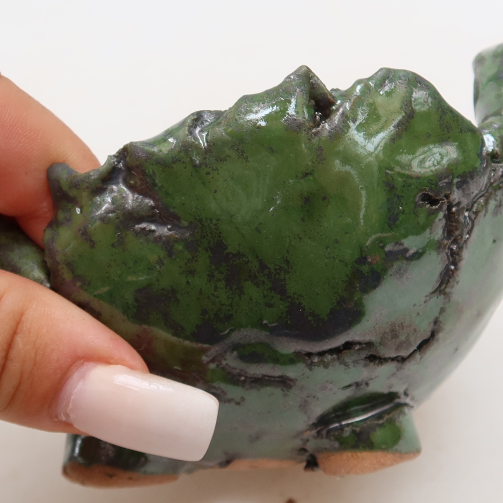 Ceramiczna skorupa  11 x 10 x 7 cm, kolor zielony