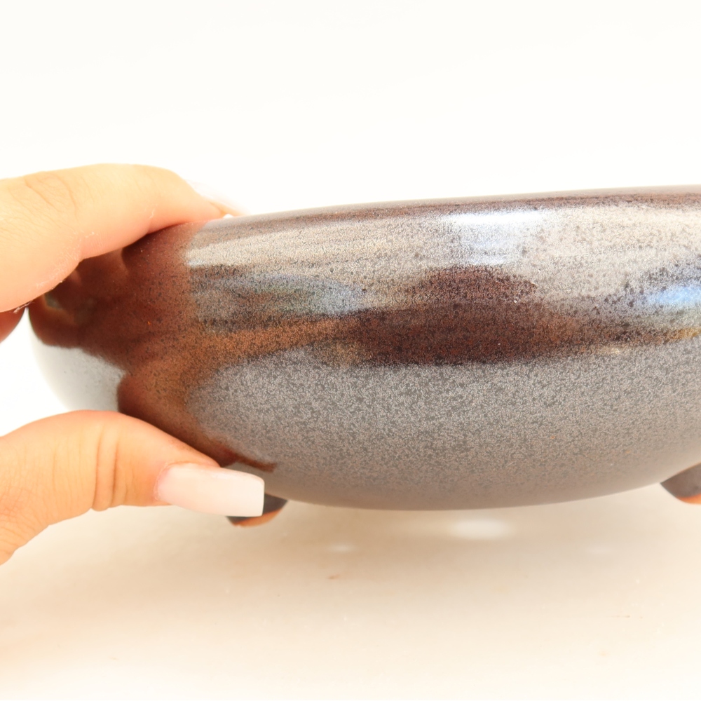 Ceramiczna miska do bonsai 20,5 x 20,5 x 7 cm, kolor brązowy