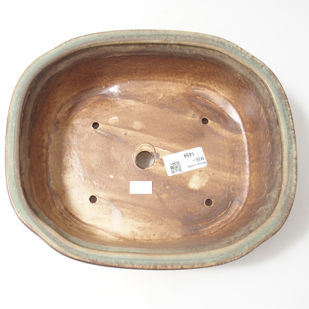 Ceramiczna miska do bonsai 25 x 21 x 8 cm, zielona