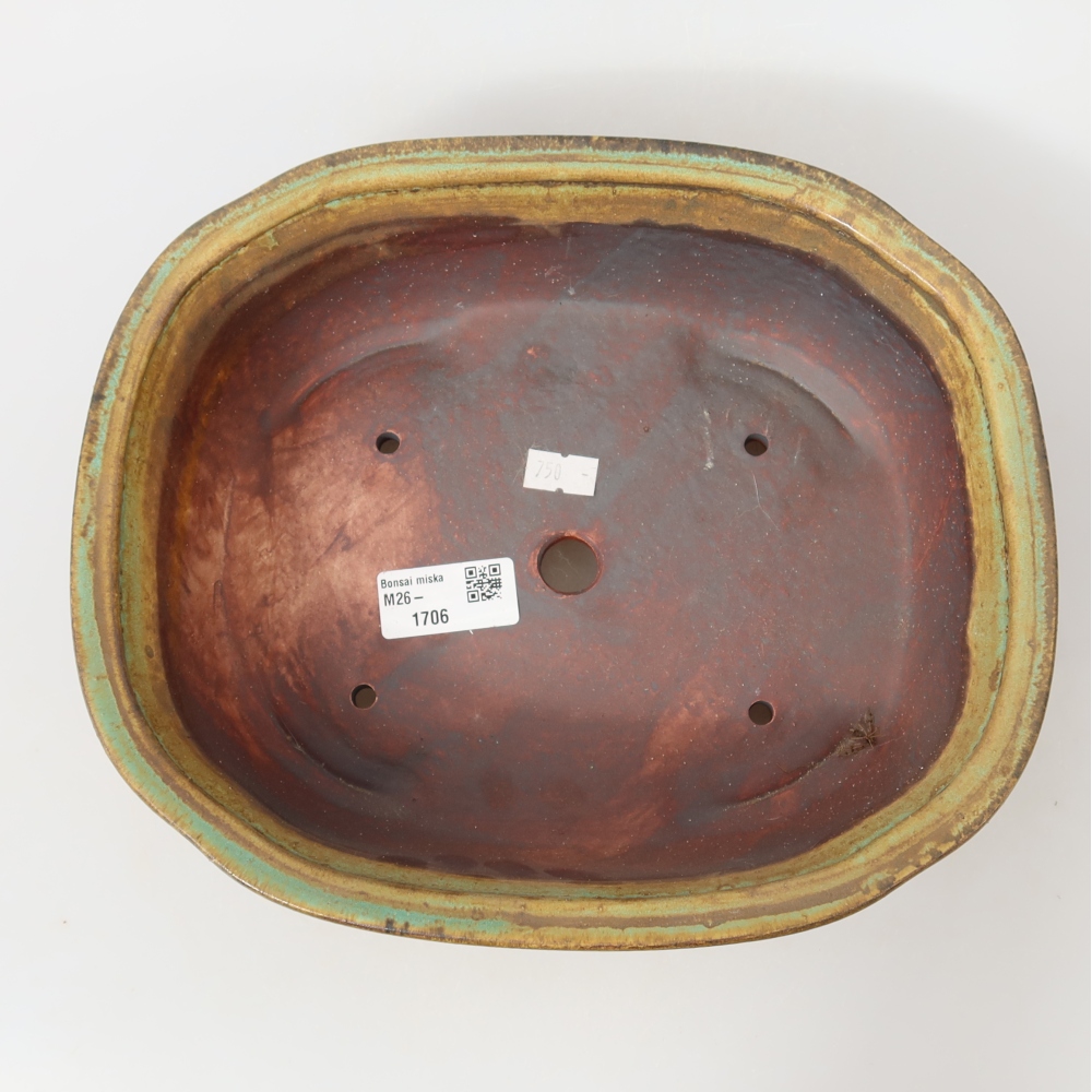 Ceramiczna miska do bonsai 25 x 21,5 x 7,5 cm, zielona