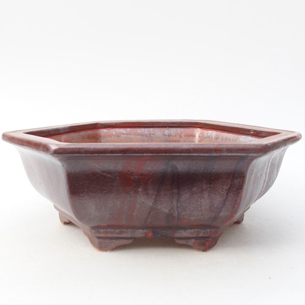 Ceramiczna miska do bonsai 24 x 21 x 7,5 cm, kolor czerwony