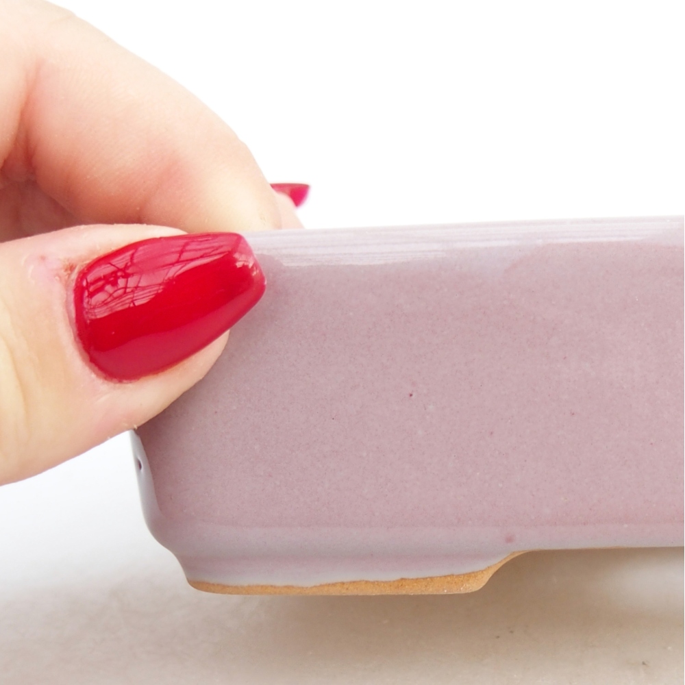 Ceramiczna miska do bonsai 12,5 x 9,5 x 3,5 cm, różowa