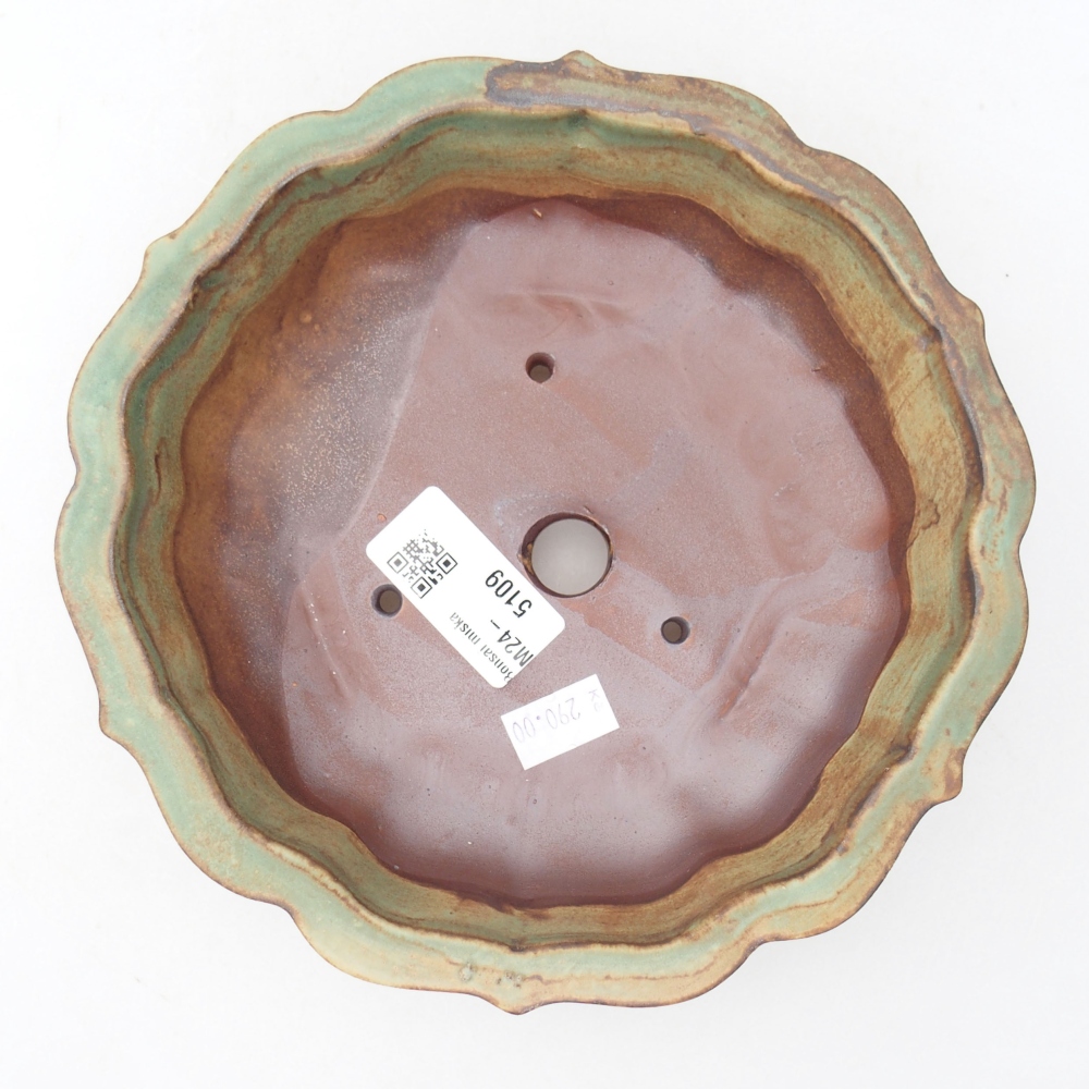 Ceramiczna miska bonsai 18,5 x 18,5 x 5 cm, kolor zielony