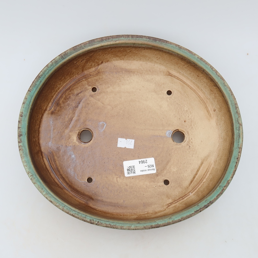 Ceramiczna doniczka do bonsai 27 x 24 x 5,5 cm, kolor zielony