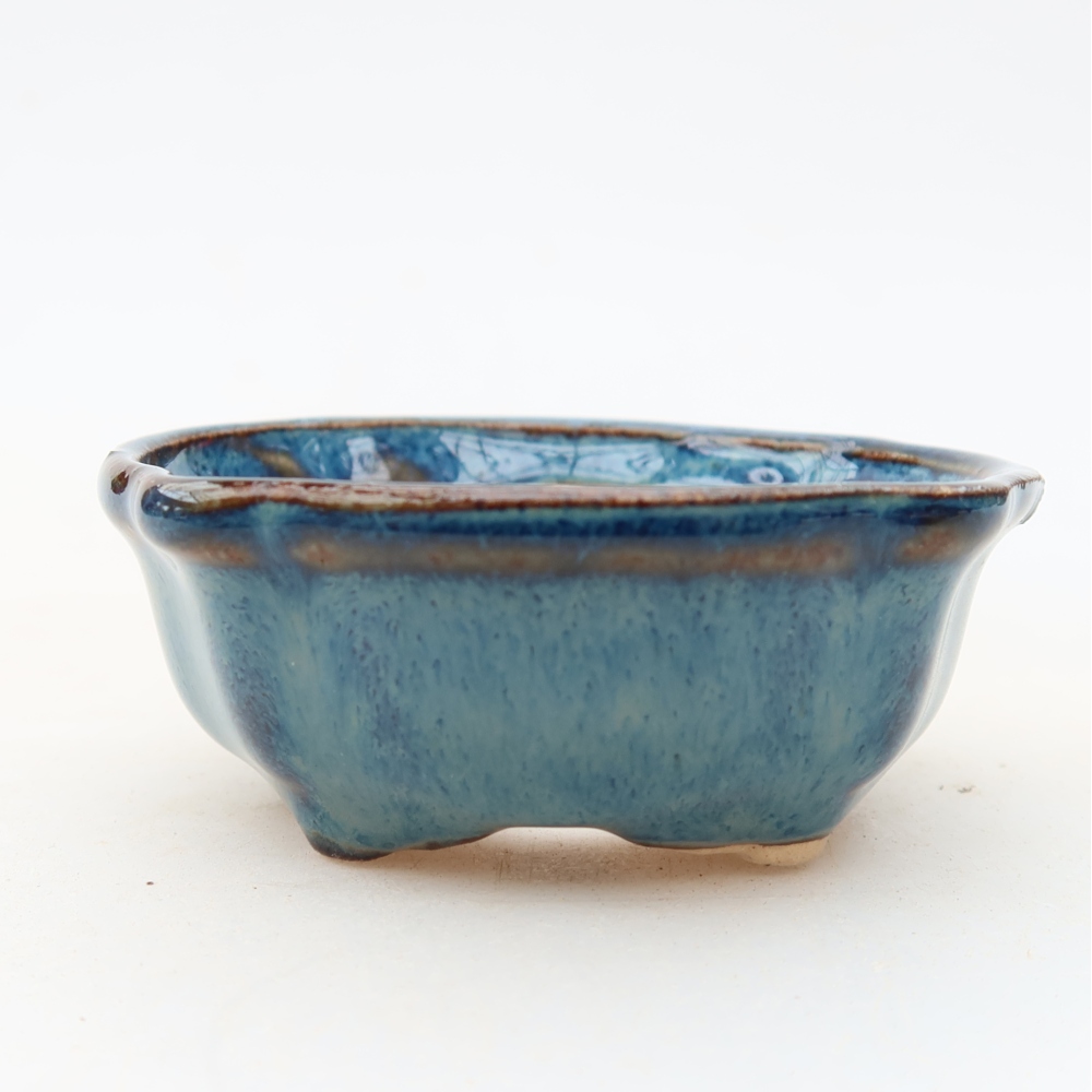 Ceramiczna miseczka do bonsai 6,5 x 6,5 x 2,5 cm, kolor niebieski
