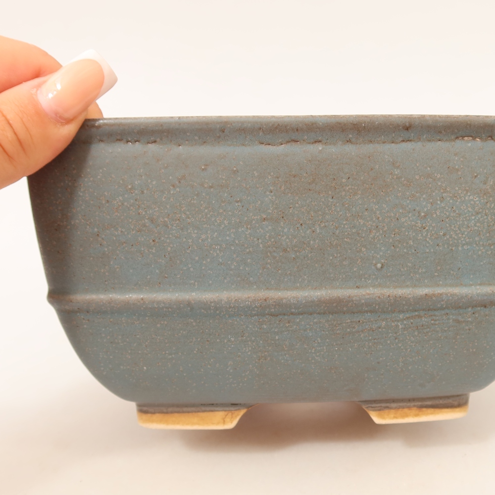 Ceramiczna miska do bonsai 16,5 x 16,5 x 9,5 cm, kolor niebieski