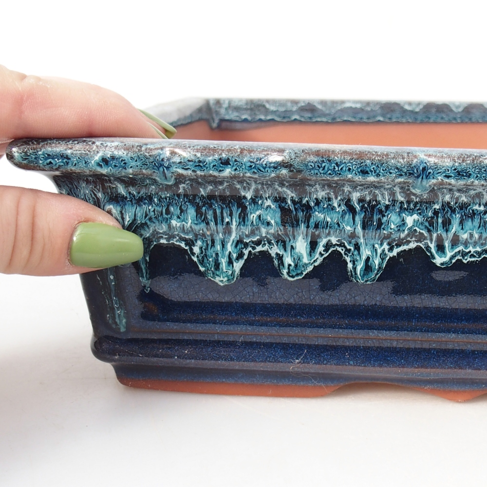 Miska 32 x 22,5 x7 cm niebiesko-biała