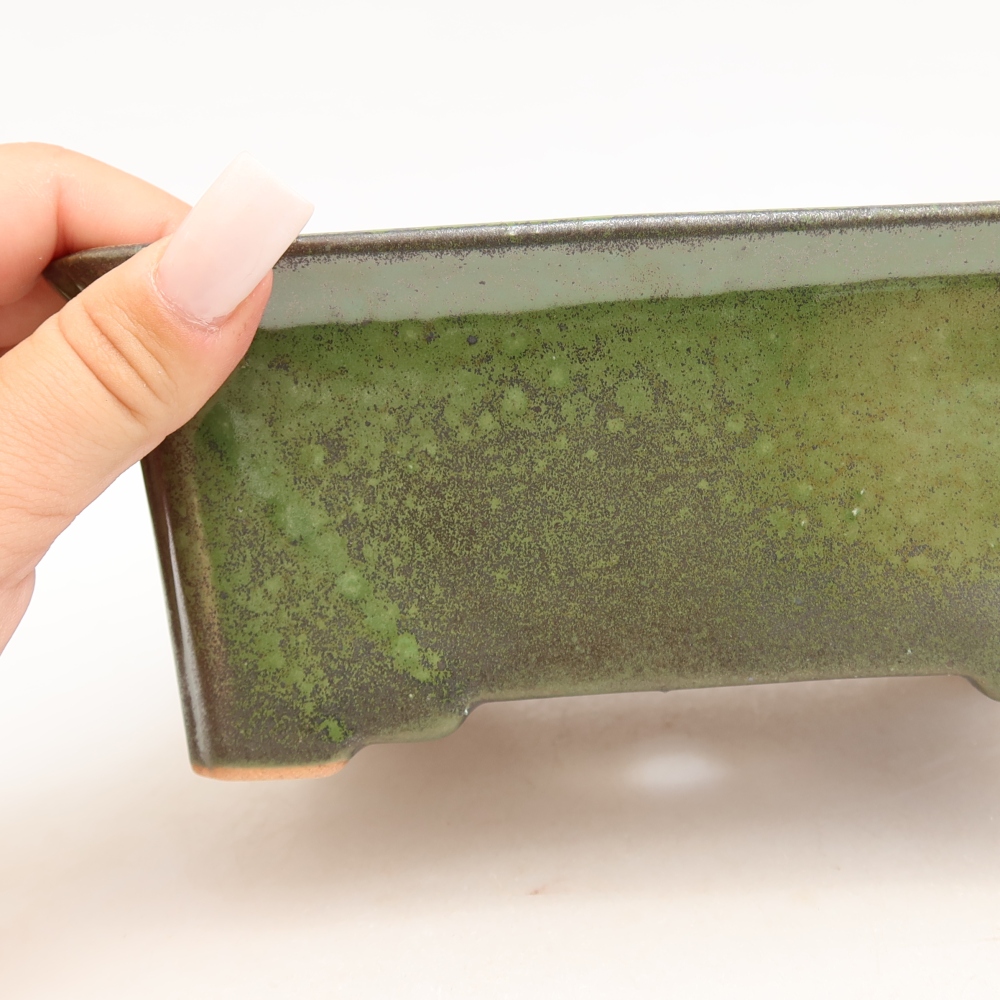 Ceramiczna miska do bonsai 18 x 14 x 7 cm, kolor zielony