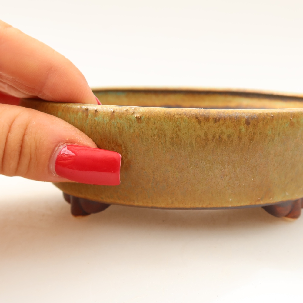 Ceramiczna miseczka do bonsai 12 x 10,5 x 4 cm, kolor zielony
