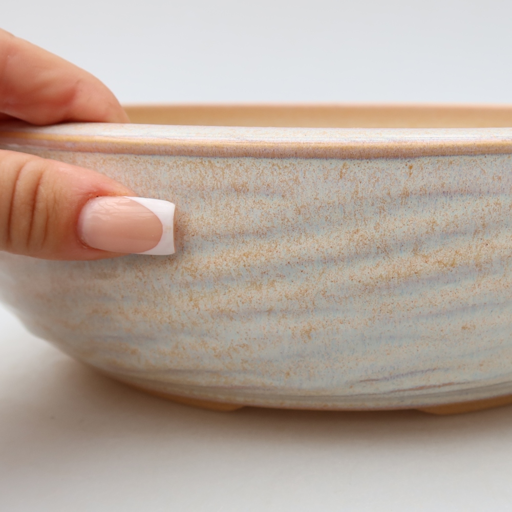 Ceramiczna doniczka do bonsai 25,5 x 25,5 x 7,5 cm, kolor beżowy
