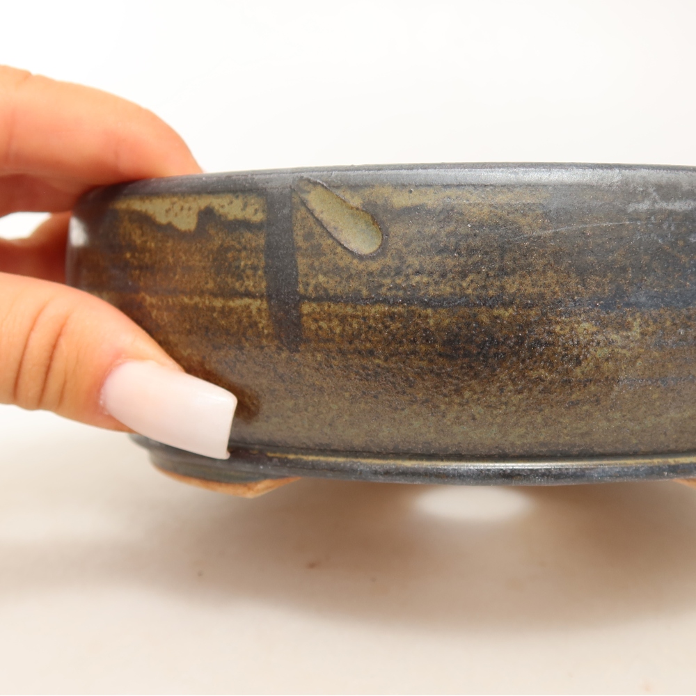 Ceramiczna miska do bonsai 16,5 x 16,5 x 5 cm, brązowa