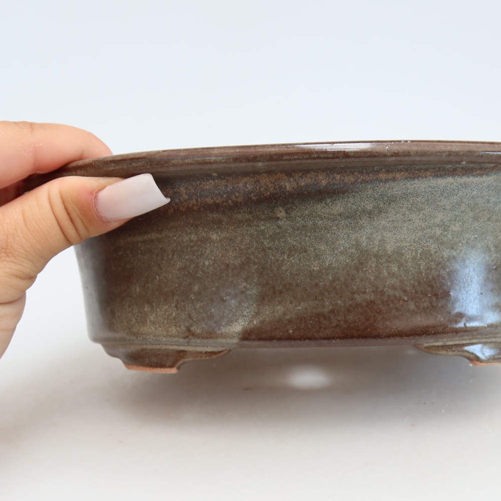 Ceramiczna miska do bonsai 22 x 17,5 x 6,5 cm, kolor brązowy