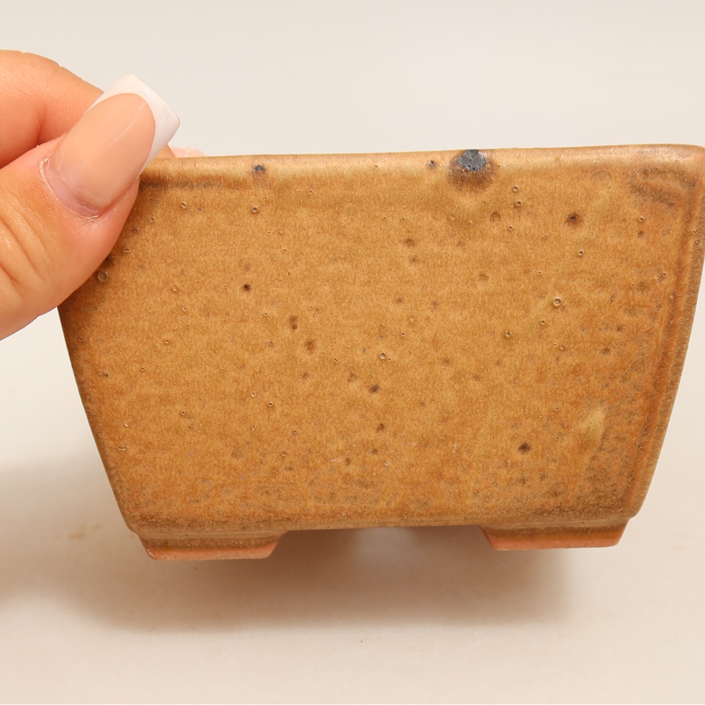 Ceramiczna miseczka do bonsai 10,5 x 10,5 x 6,5 cm, kolor beżowy