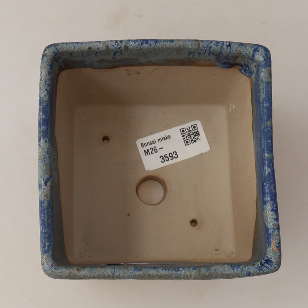 Ceramiczna miska do bonsai 11,5 x 11,5 x 9 cm, kolor niebieski