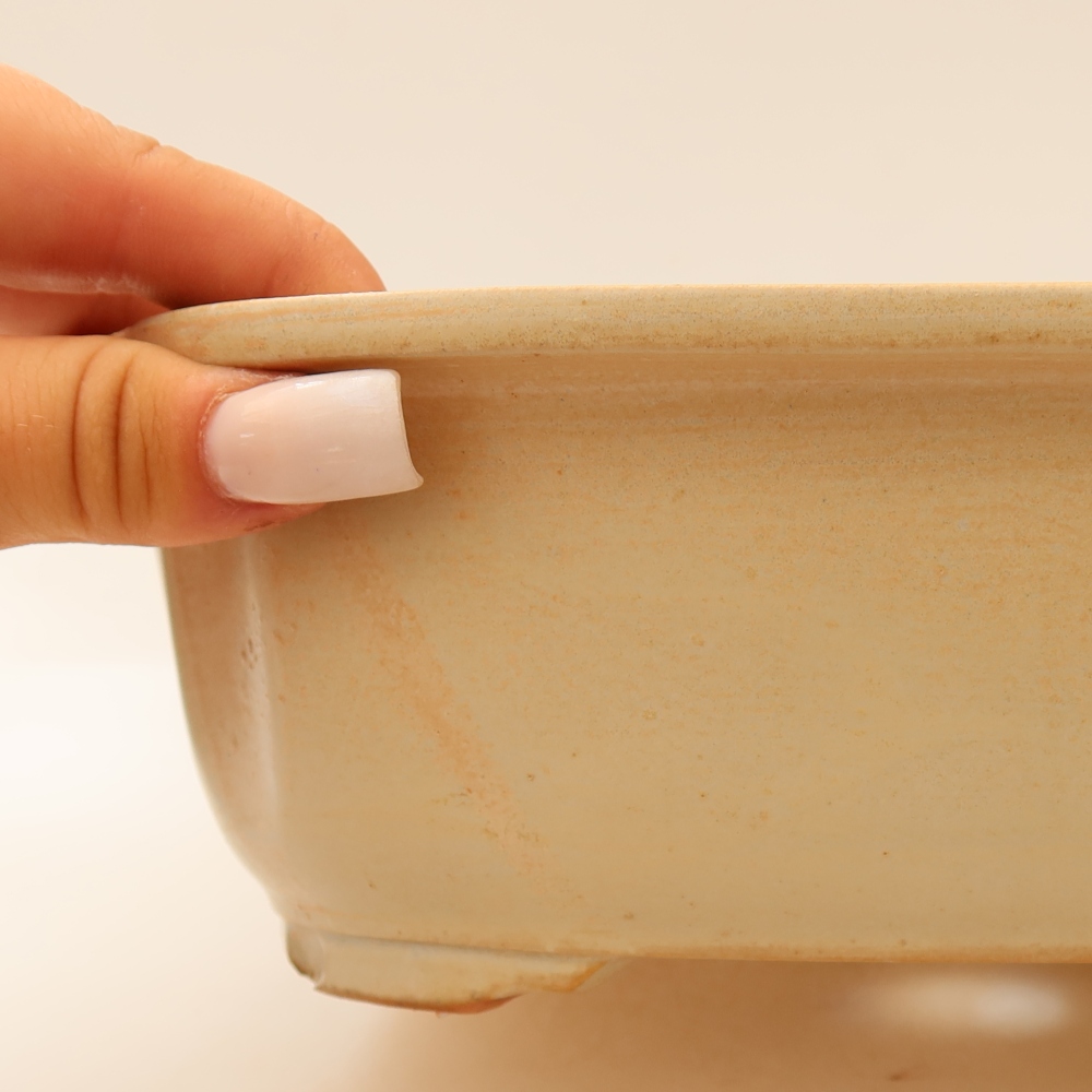 Ceramiczna miska do bonsai 24,5 x 21 x 7,5 cm, kolor beżowy