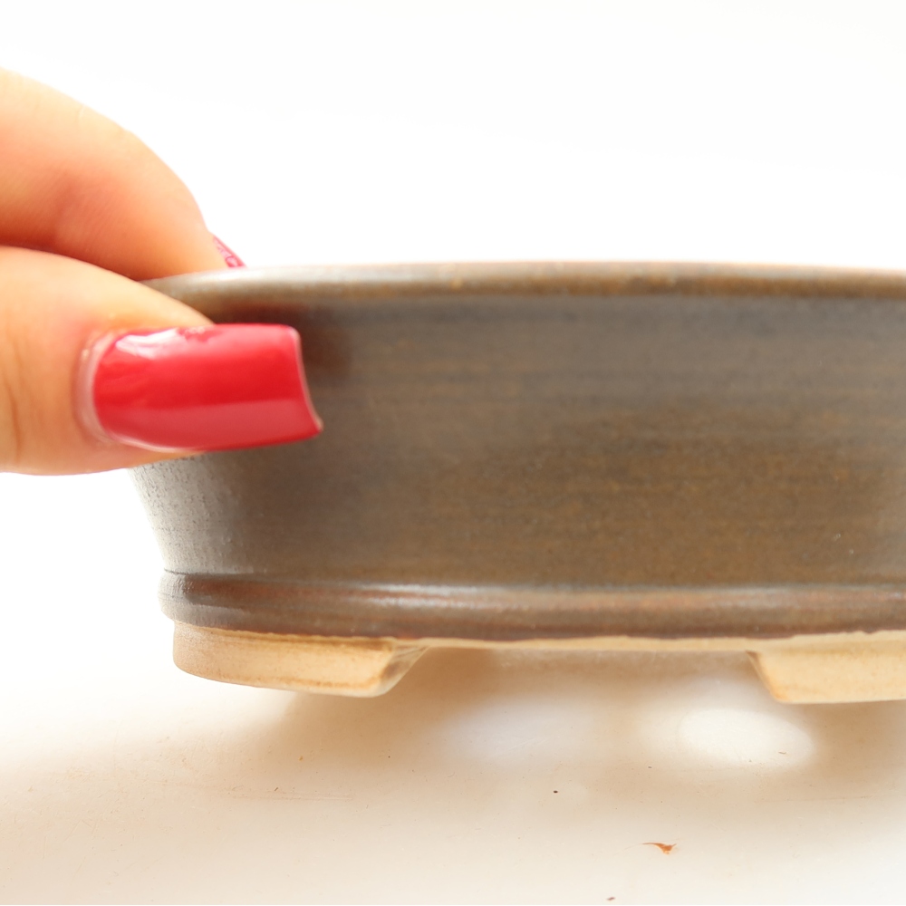 Ceramiczna doniczka do bonsai 13 x 11,5 x 4 cm, kolor brązowy