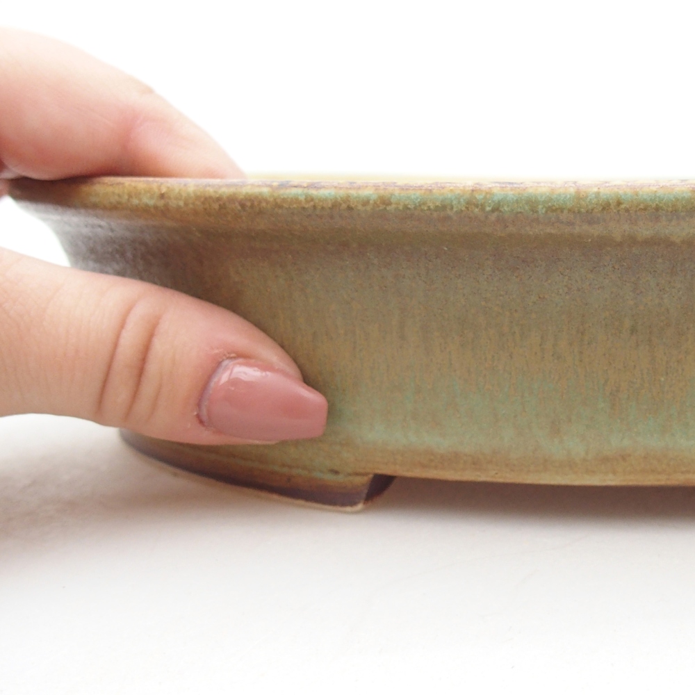 Ceramiczna miska na bonsai 24 x 21 x 5 cm, zielona