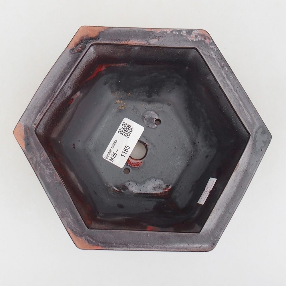 Ceramiczna miska do bonsai 18 x 16 x 9 cm, kolor czarno-czerwony