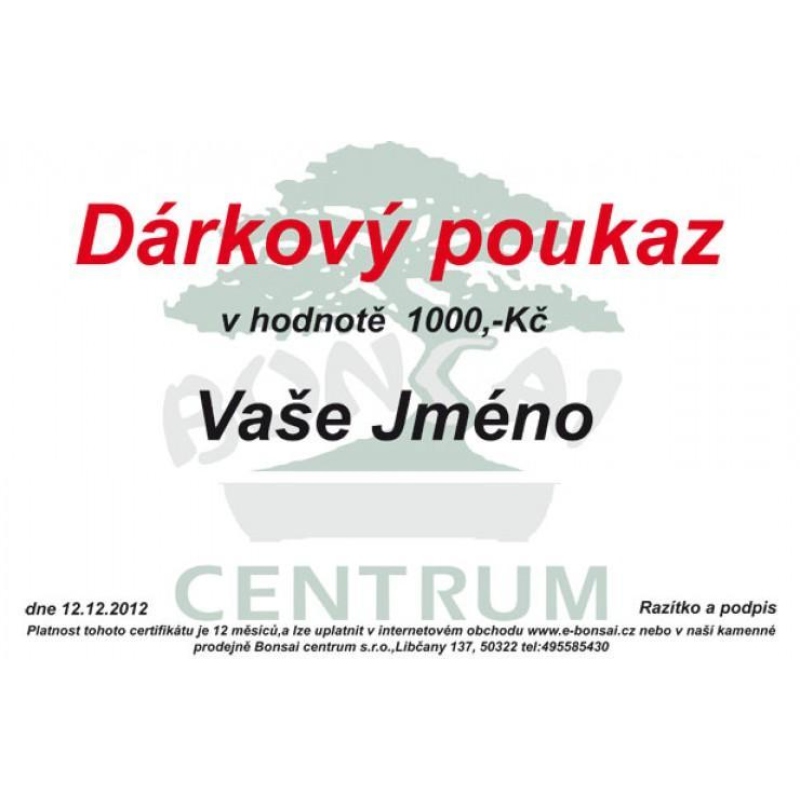 Kupon podarunkowy 1 000 CZK