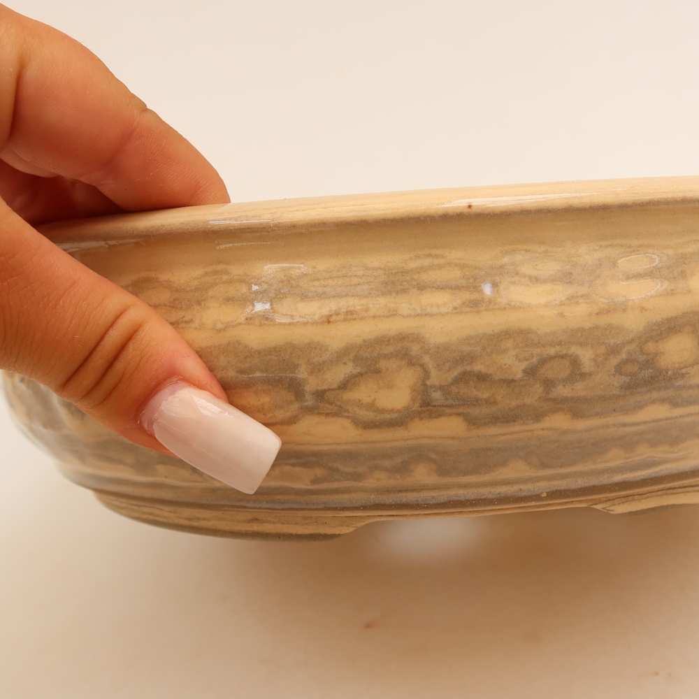 Ceramiczna miska do bonsai 22 x 22 x 6 cm, kolor beżowy