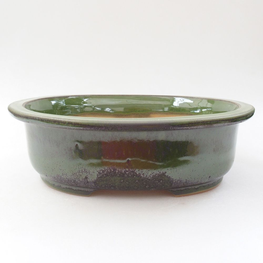 Ceramiczna miska bonsai 25,5 x 22 x 8 cm, kolor zielony