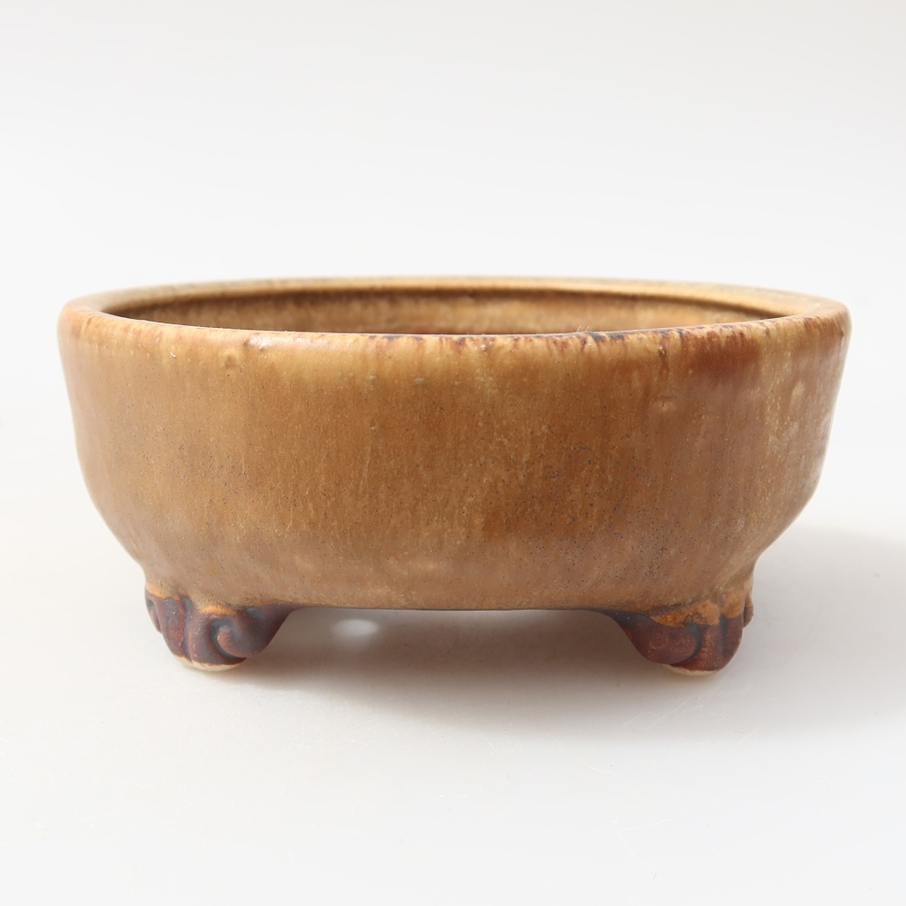 Ceramiczna miska na bonsai 11 x 11 x 4,5 cm, brązowa