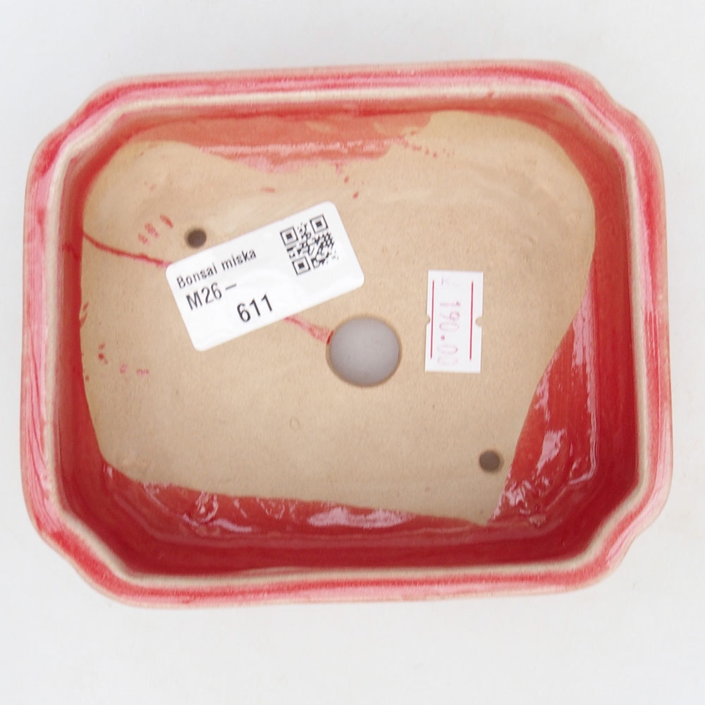 Ceramiczna miska do bonsai 12 x 10,5 x 4 cm, kolor czerwony
