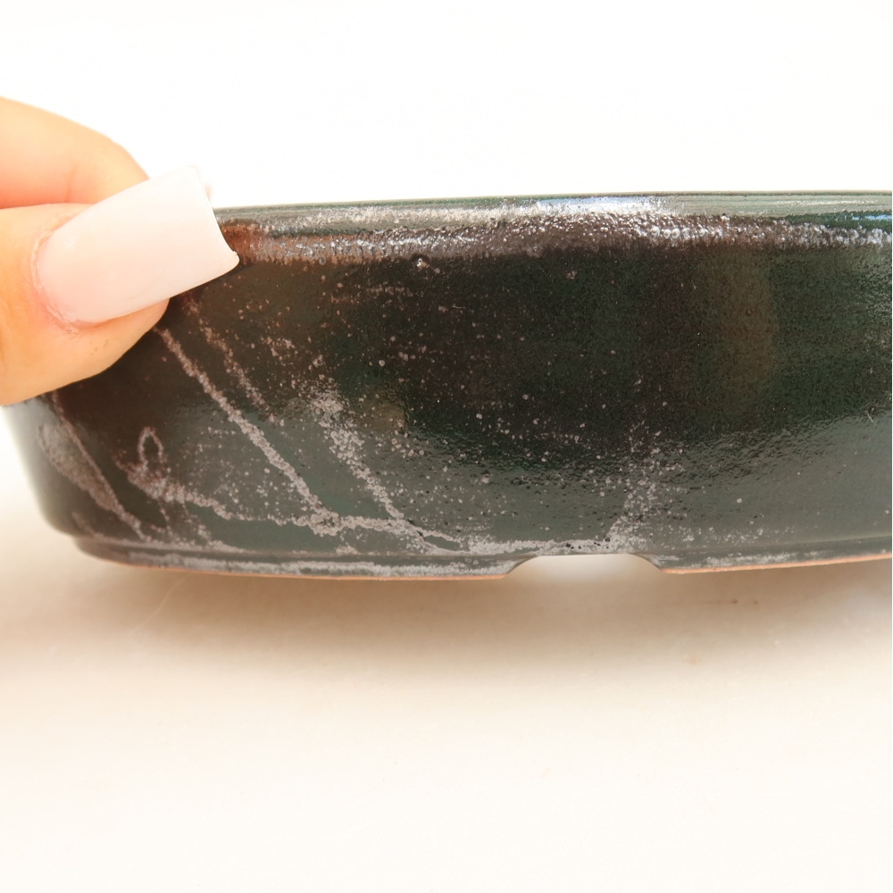 Ceramiczna miska do bonsai 16,5 x 11,5 x 4,5 cm, zielona