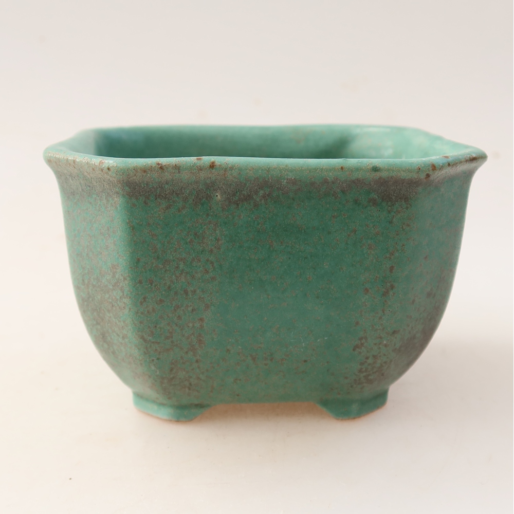 Ceramiczna miska do bonsai 10 x 10 x 6,5 cm, kolor zielony