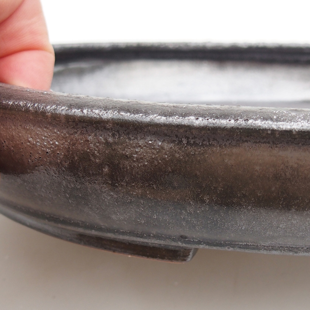 Ceramiczna miska do bonsai 24 x 19,5 x 4 cm, kolor czarno-zielony