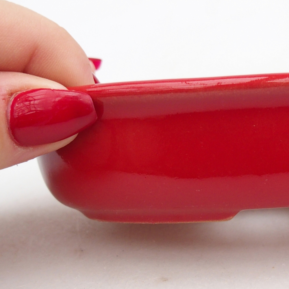 Ceramiczna miska do bonsai 12 x 8,5 x 3 cm, kolor czerwony