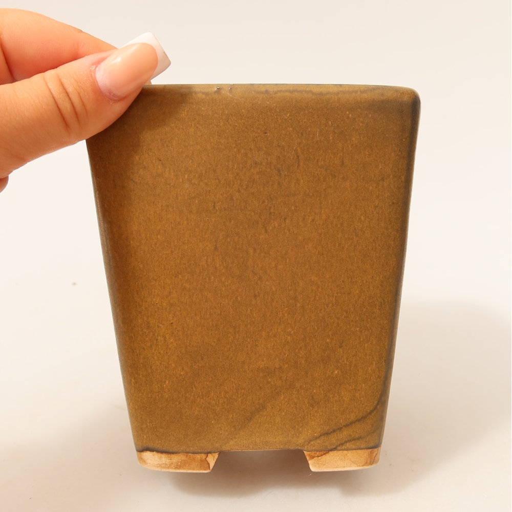 Ceramiczna miska do bonsai 10,5 x 10,5 x 12 cm, kolor brązowy