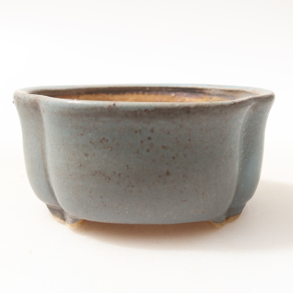 Ceramiczna miseczka do bonsai 8 x 7,5 x 3,5 cm, kolor niebieski
