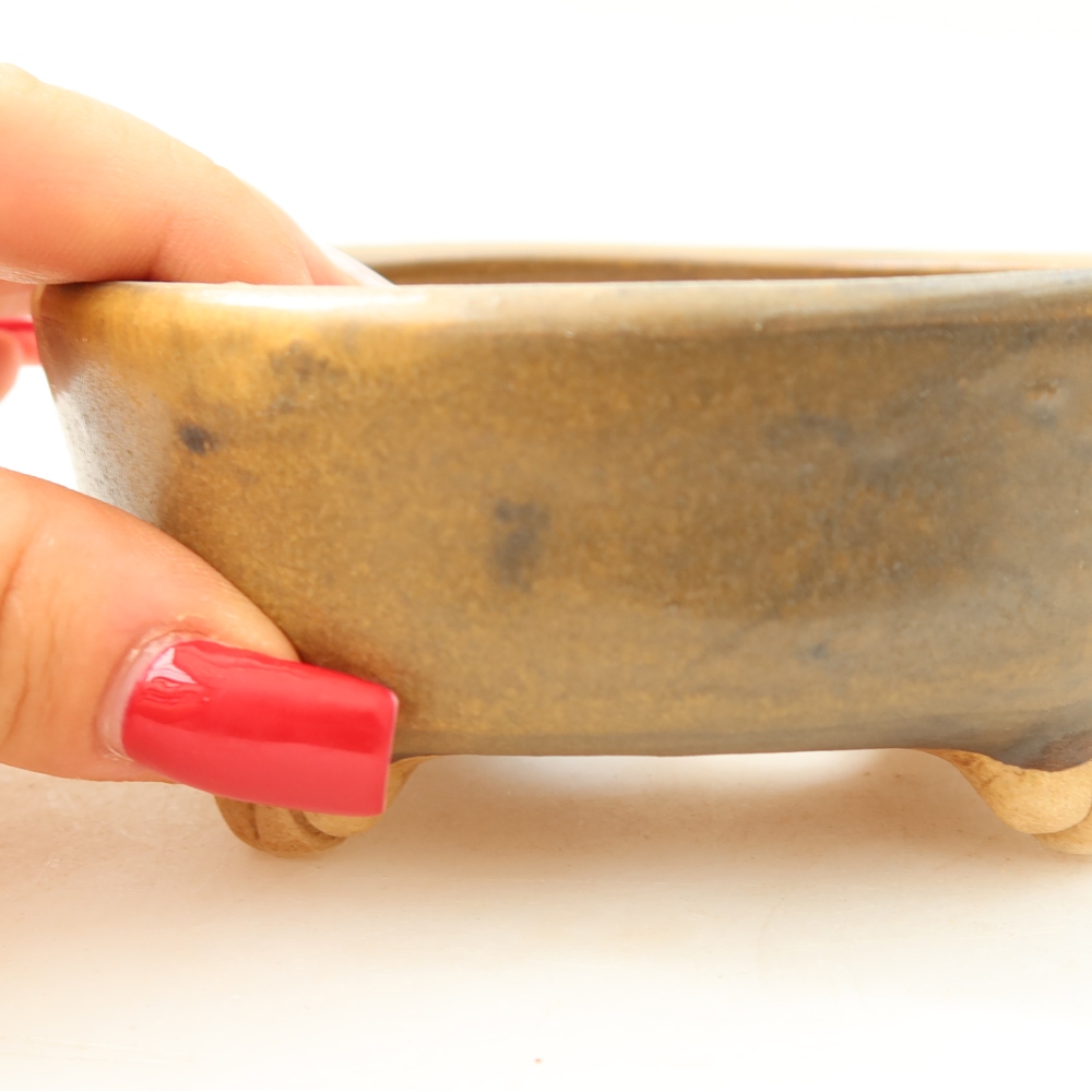 Ceramiczna miska do bonsai 10,5 x 10,5 x 4 cm, kolor brązowy