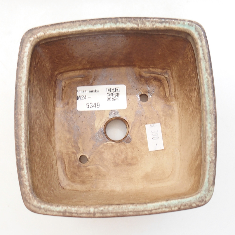 Ceramiczna miska bonsai 13 x 13 x 8 cm, kolor zielony