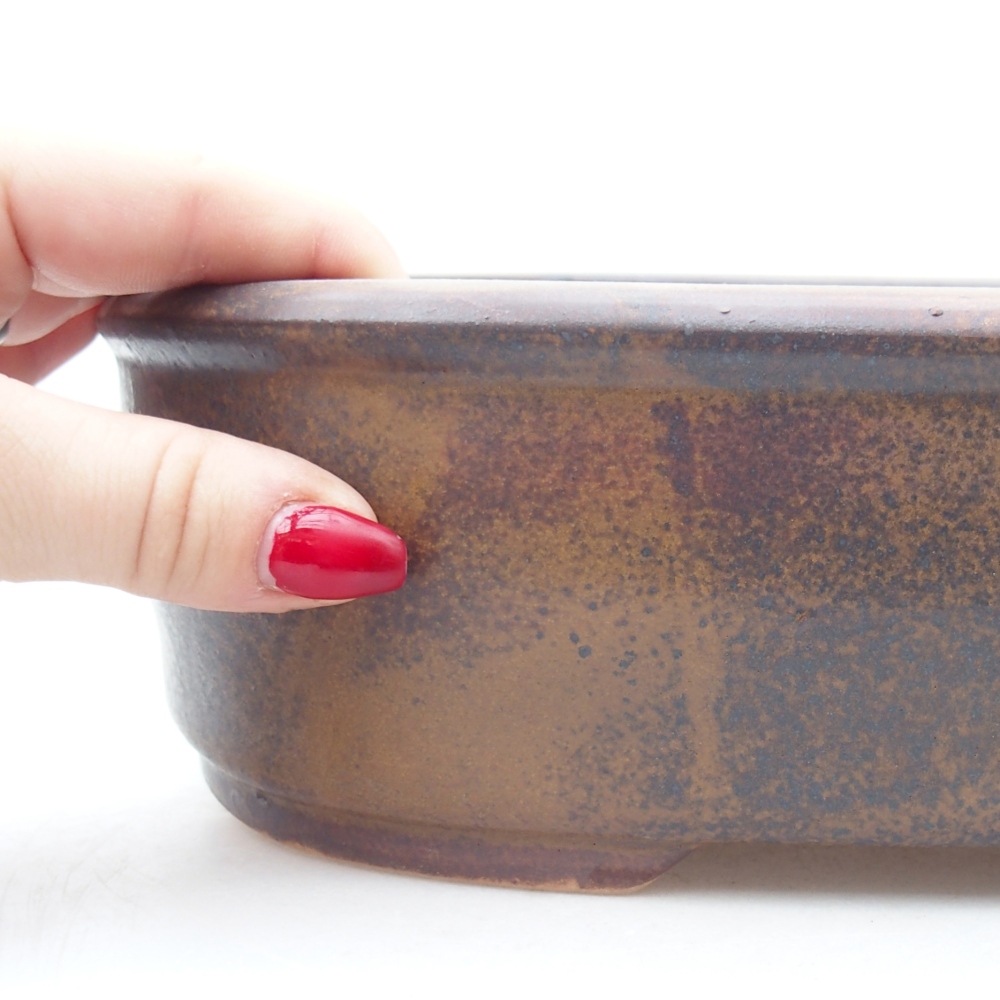 Ceramiczna miska na bonsai 32 x 25 x 7,5 cm, brązowa