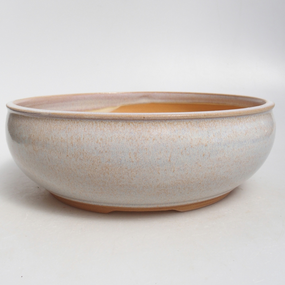 Ceramiczna miska do bonsai 22,5 x 22,5 x 7,5 cm, kolor beżowy