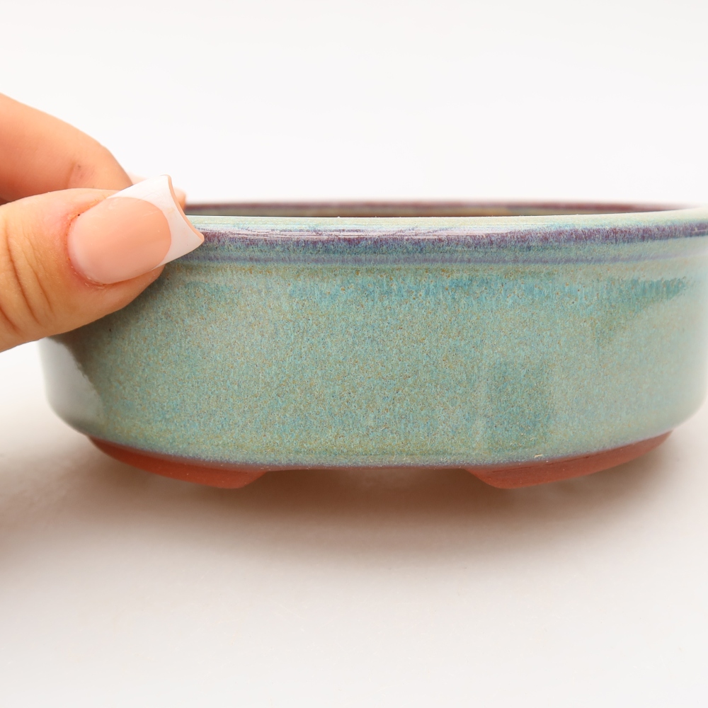 Ceramiczna miska do bonsai 14 x 14 x 4,5 cm, kolor zielony