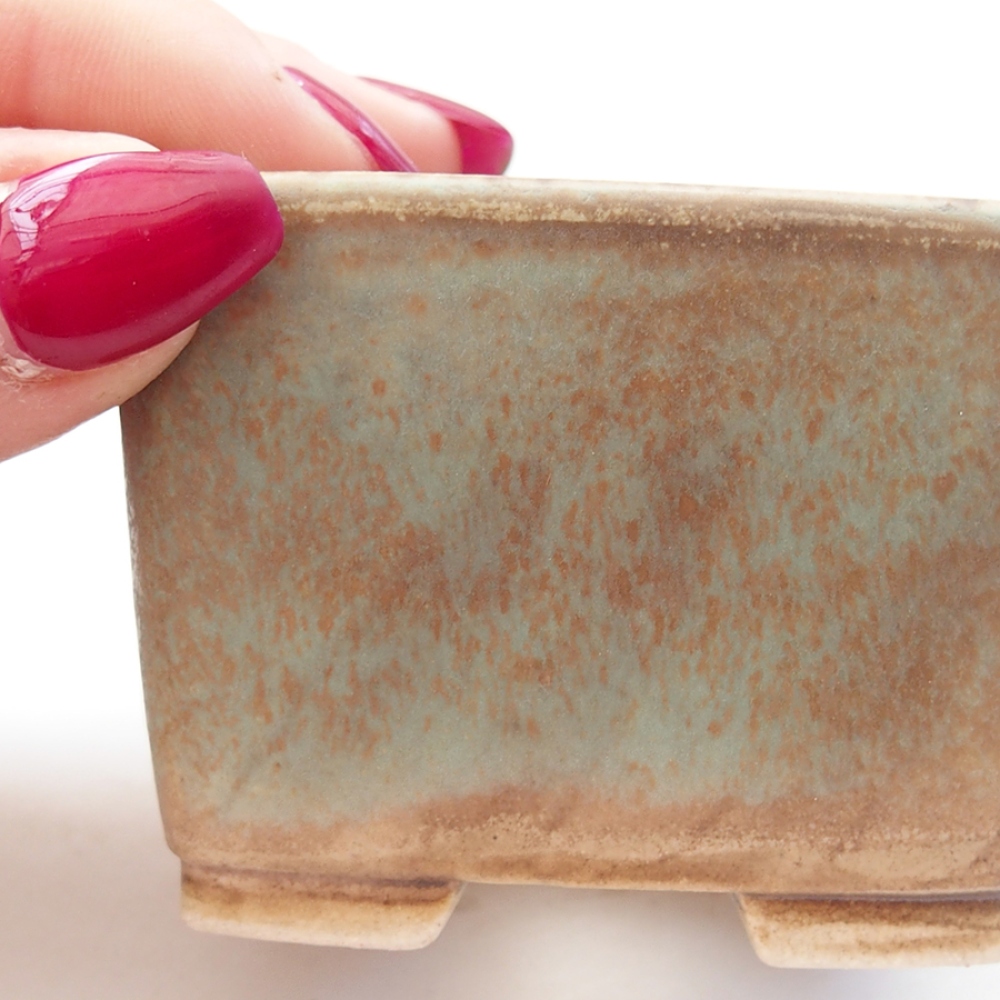 Ceramiczna miska bonsai 6 x 6 x 4,5 cm, kolor zielony