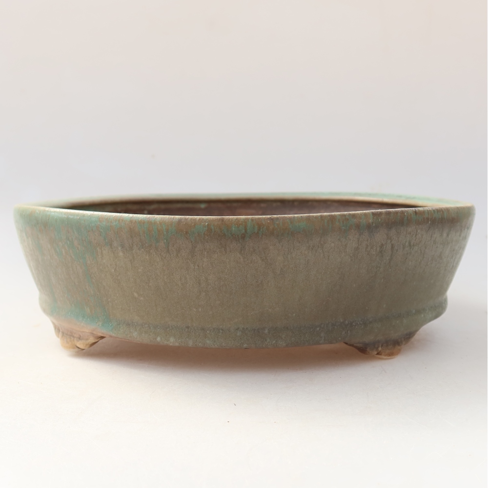 Ceramiczna miska do bonsai 21,5 x 21,5 x 6 cm, zielona