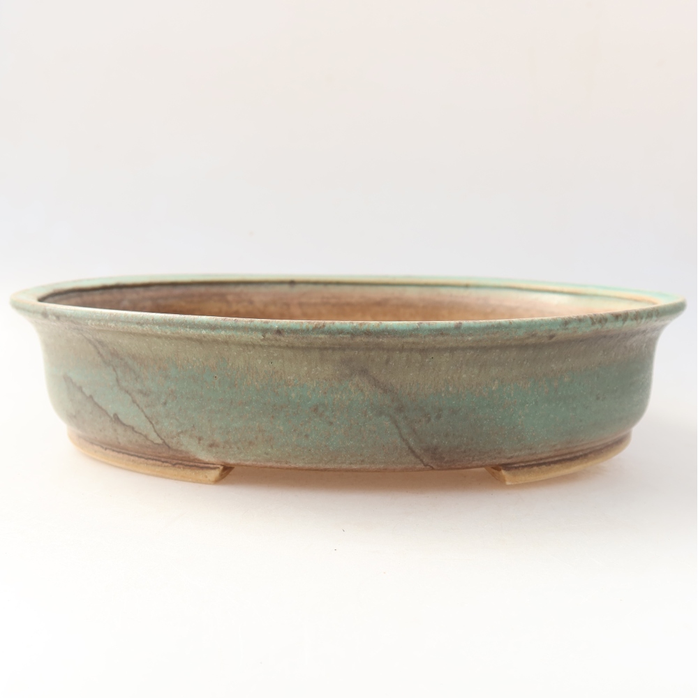 Ceramiczna miska do bonsai 26 x 24 x 6 cm, kolor zielony