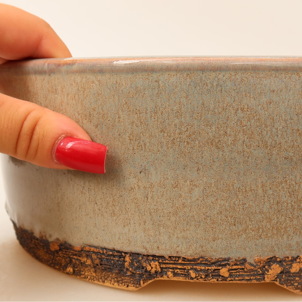 Ceramiczna miseczka do bonsai 25 x 25 x 7,5 cm, kolor zielony